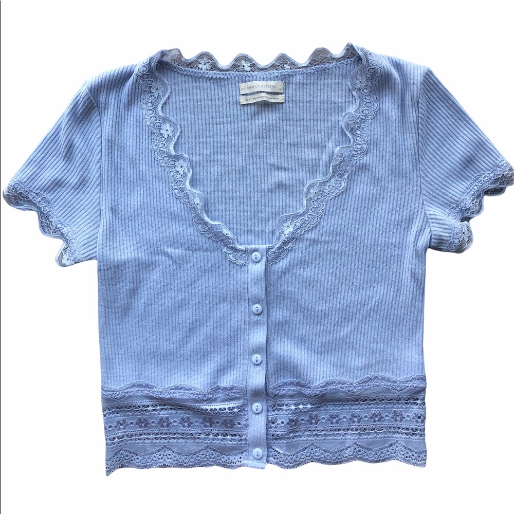 Urban Outfitters Lace Button Up Crop Top